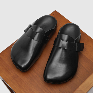 厚底增高一脚蹬包头鞋 潮牌复古搭扣半拖鞋 外穿勃肯鞋 四季 男女同款