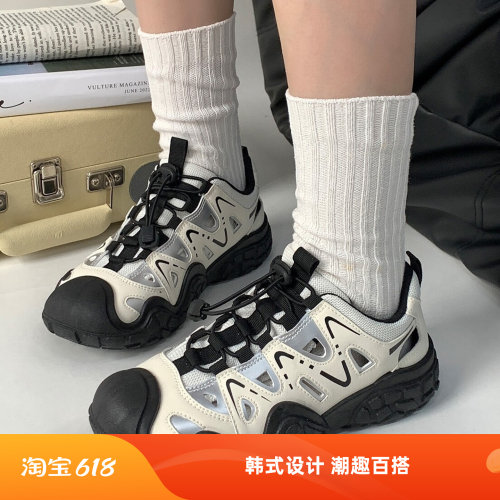 丑萌镂空透气夏季女登山老爹鞋