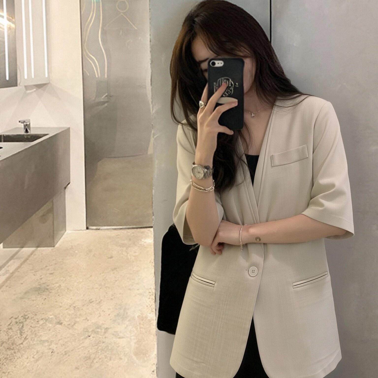 春夏新款西服外套休闲百搭外套女气质薄款西服韩版宽松春秋夏2026