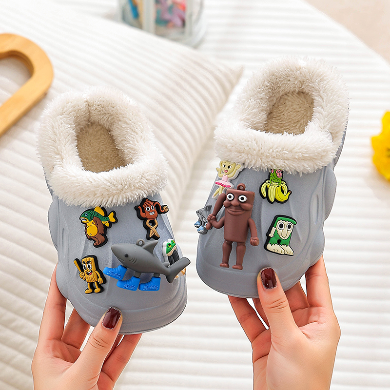 EVA儿童棉拖鞋男童保暖卡通柔软防滑毛毛鞋可拆洗中大童亲子棉拖