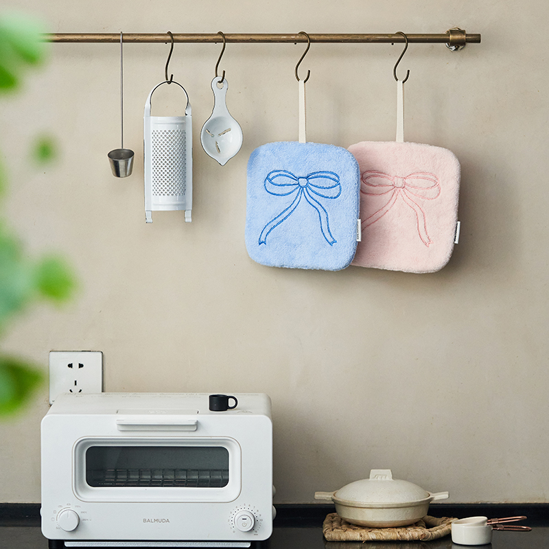 莫语 蝴蝶结珊瑚绒擦手巾 吸水毛巾厨房用品 绵柔不掉毛 抹布