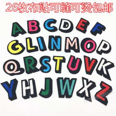 英文字母贴字母布贴姓名缩写贴标记贴外贸透视字母贴可缝可烫包邮