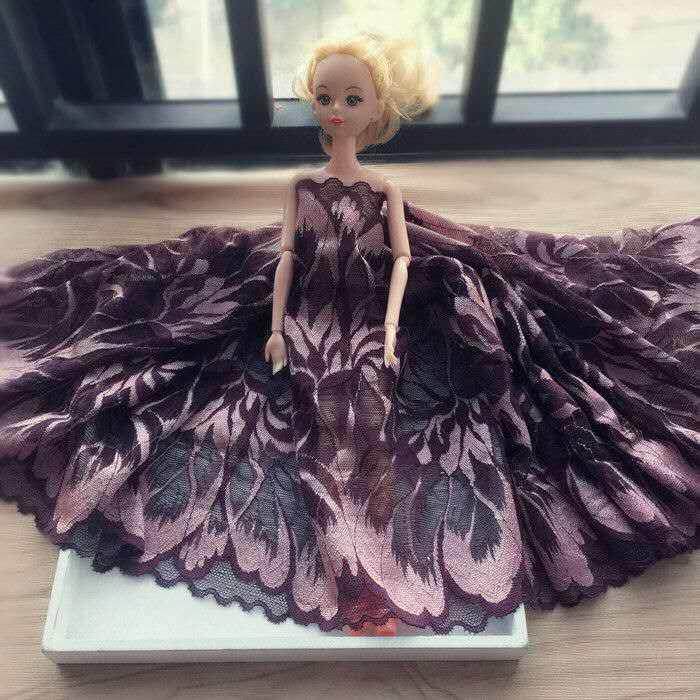 深紫酱红色加厚加宽精美刺绣弹力蕾丝花边裙子下摆裹胸辅料