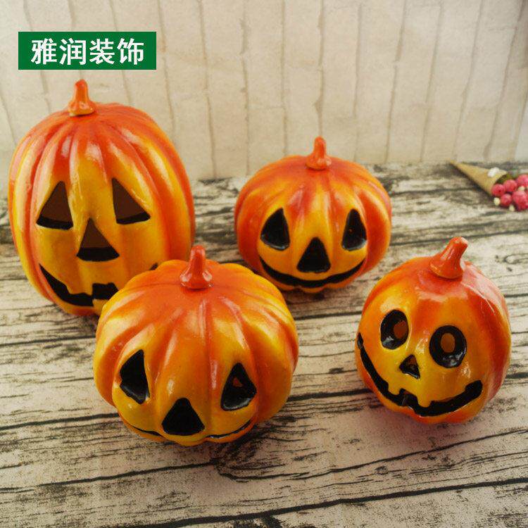 仿真鬼脸南瓜模型 水果蔬菜道具摄影舞台鬼面玩具装饰万圣节摆件