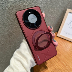 360度旋转支架适用华为mate60手机壳80rs非凡大师新款40高级感素皮pura70pro+全包art硬3磁吸男女mate70红色