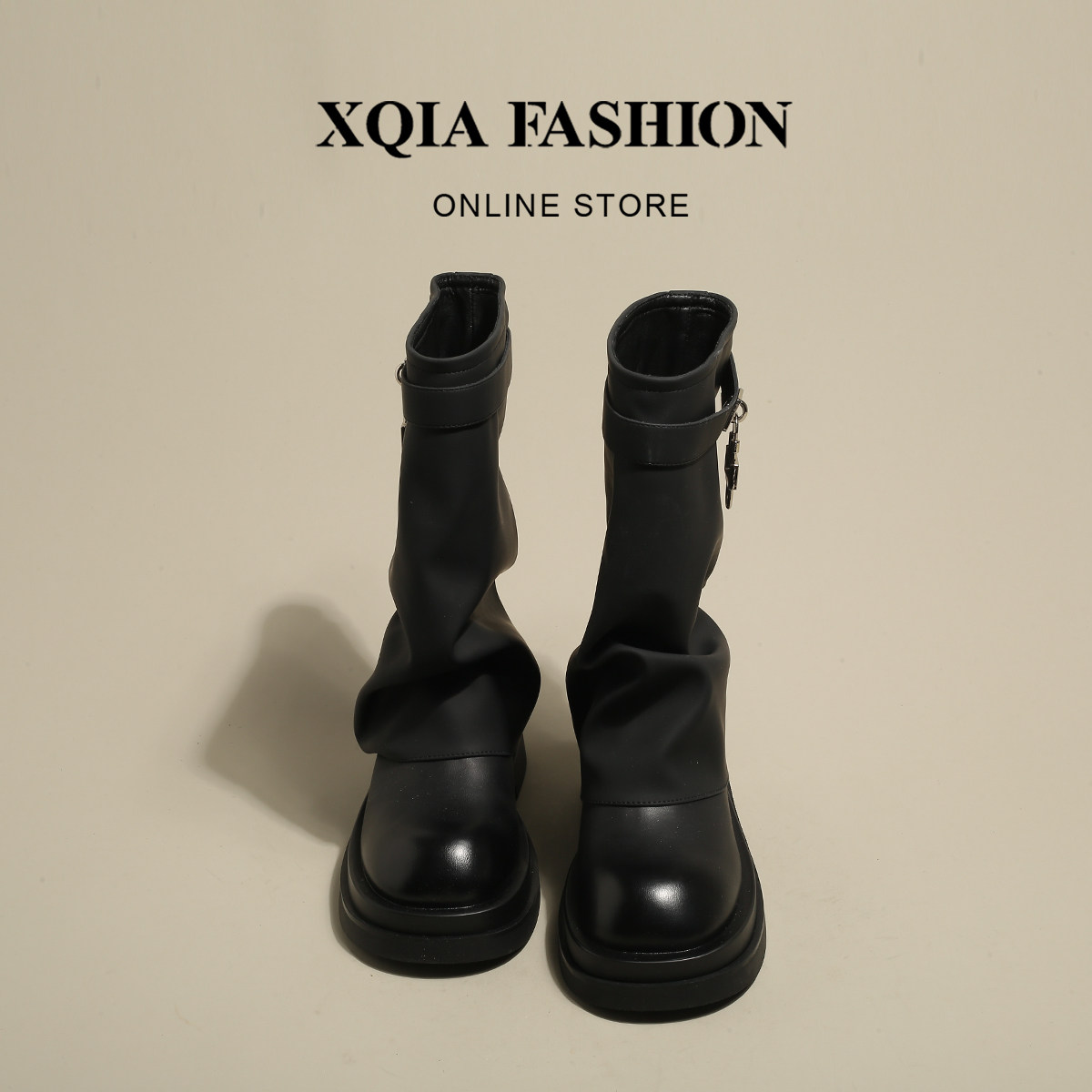 XIANGCHA MISS JENNY THICK-SOLED BLACK SWEET AND COOL BRITISH STYLE MARTIN BOOTS WOMENS AUTUMN AND WINTER HIGH-END BOOTS