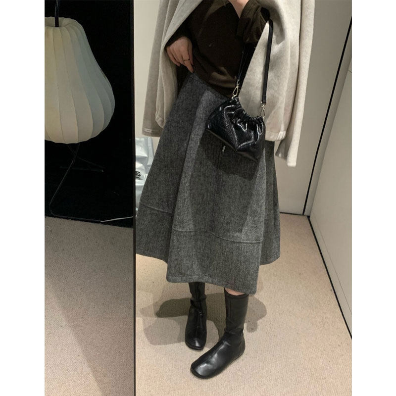 夏央2025冬季新款松紧腰拼接大摆半身裙口袋高腰气质百搭女#7749,女装/女士精品,半身裙,淘宝优惠券,粉丝福利购,淘宝优惠卷