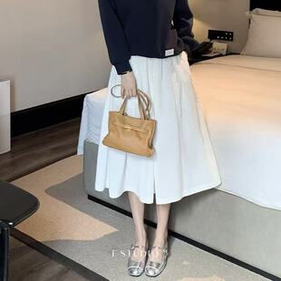 7718 小众设计感大摆口袋半身裙气质显瘦长裙女 夏央2026春季 新款