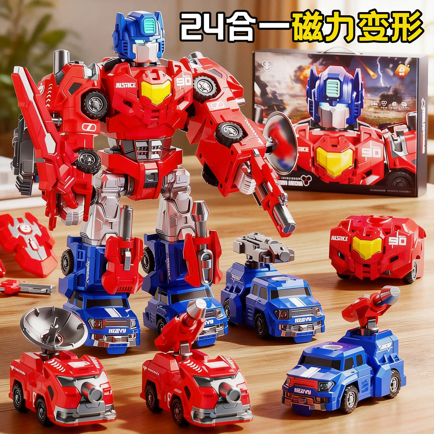 儿童磁吸磁力合体机甲变形机器人小汽车3男孩子金刚玩具生日礼物4,玩具/童车/益智/积木/模型,儿童机器人/变形玩具,淘宝优惠券,粉丝福利购,淘宝优惠卷