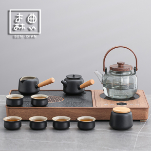 茶盘客厅家用高档电陶炉茶台烧水壶全自动一体小型排储水托盘套装