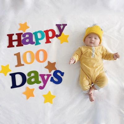 宝宝儿童百天派对装饰无纺布happy 100 days百日宴拍照字母道具