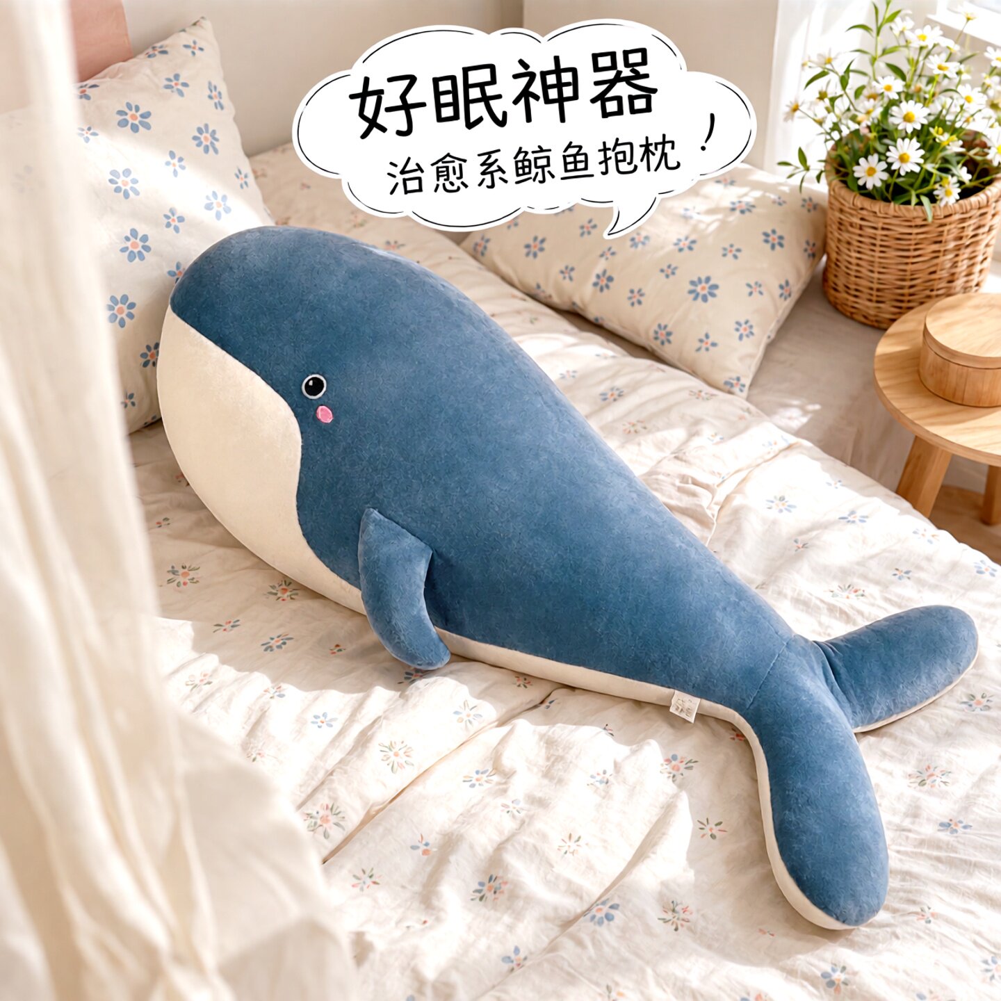 日本鲸鱼玩偶海豚公仔毛绒玩具海洋馆蓝鲸抱枕靠垫儿童女生日礼物