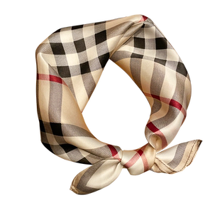 杭州丝绸春秋季经典格子真丝围巾小领巾100%桑蚕丝丝巾方巾配西装