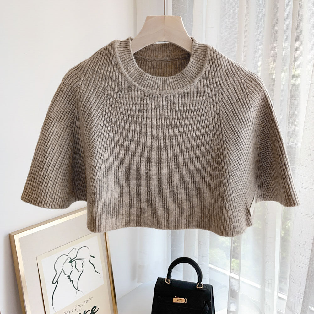 秋冬纯色针织套头披肩女外搭保暖斗篷围脖假领子百搭装饰洋气围巾