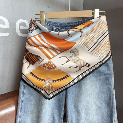 100%桑蚕丝丝巾屁帘女叠穿高级感腰带真丝小方巾牛仔裤子配饰腰封