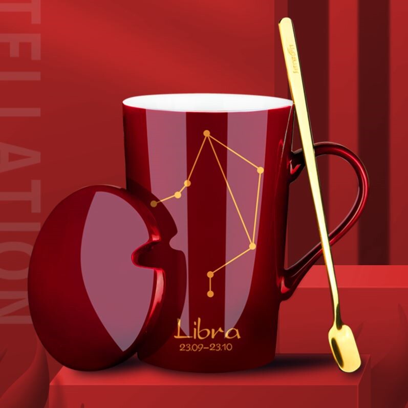 constellation ceramic mug large milk coffee cup with spoon