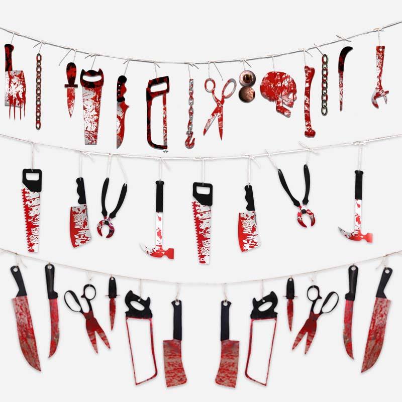 HalloweenBlood Knife Flag Pulling Outdoor Prop万圣节血刀拉旗