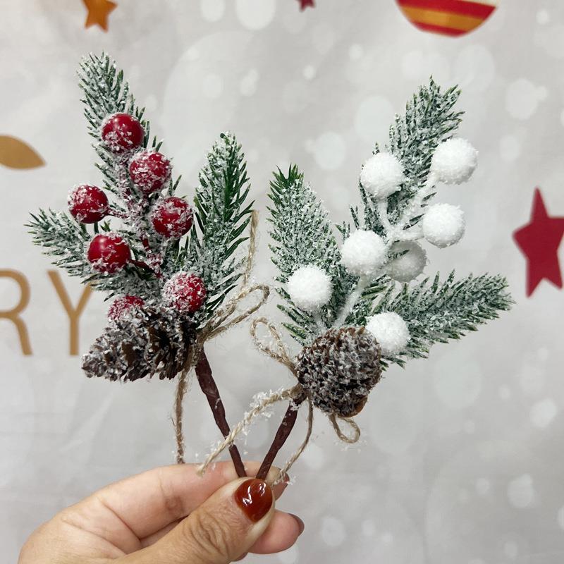 Christmas Branch Decoration Snowflakes Pine Needles Flower