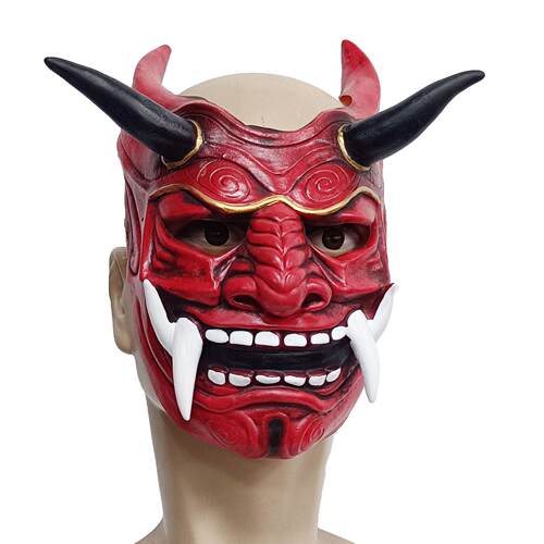 Halloween Japanese Oni Demon Mask Prop 赤般若日系面具