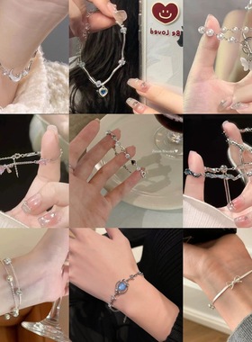 Sweet heart zircon bracelet女生ins小众心形手链