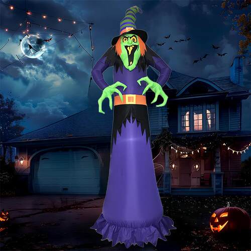 Halloween LED illuminated horror inflatable witch ornament