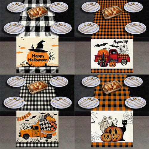 Halloween Linen Printing Table Flag Home Table Cloth万圣节
