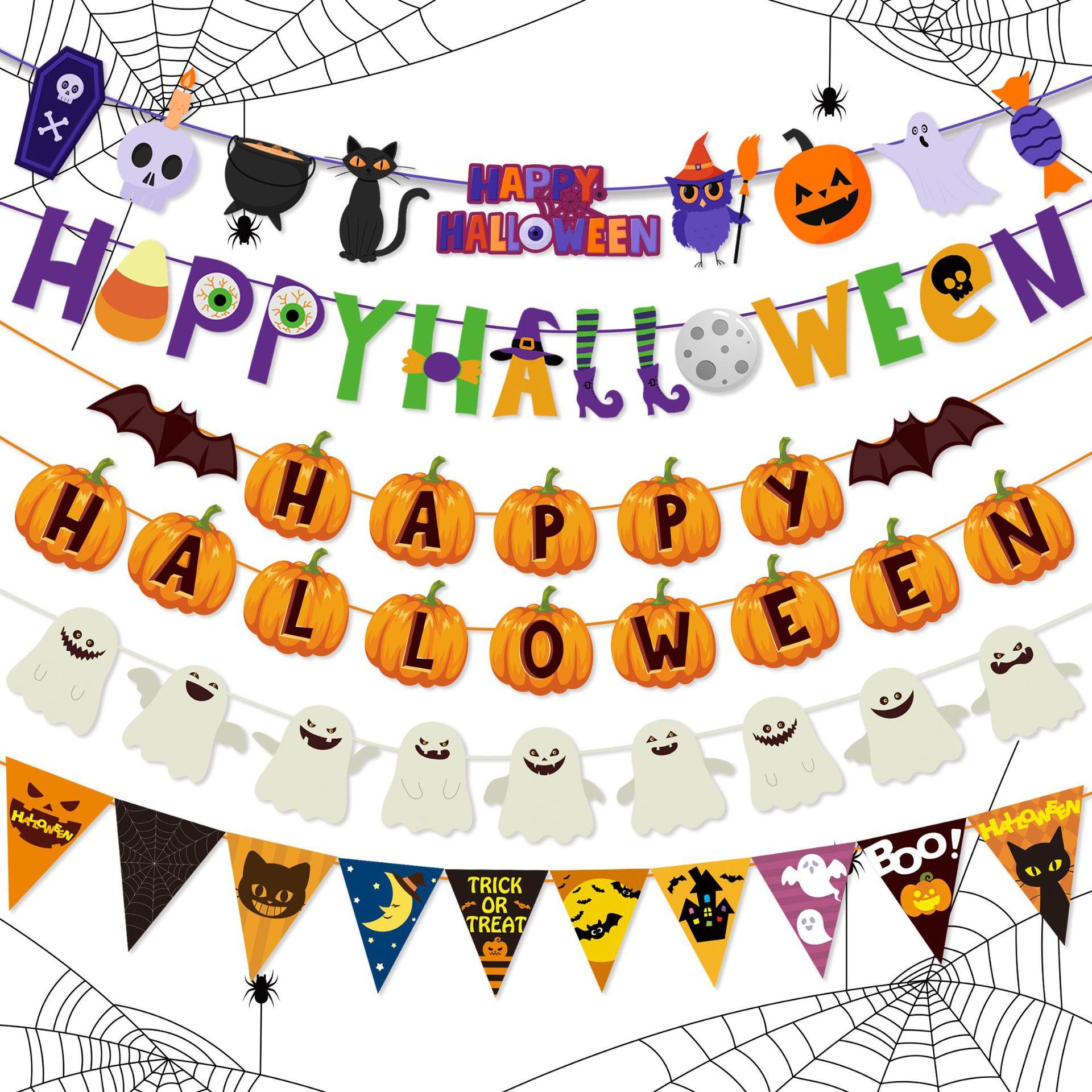 Halloween Party Pumpkin Triangle Banner Pulling Flag万圣节