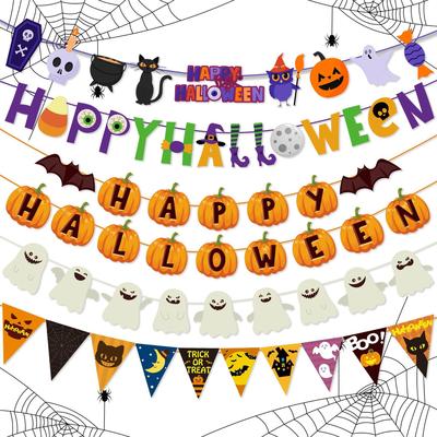 Halloween Party Pumpkin Triangle Banner Pulling Flag万圣节