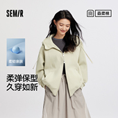 森马外套女纯色宽松慵懒2025秋新款 森柔棉 商场同款 连帽夹克休闲