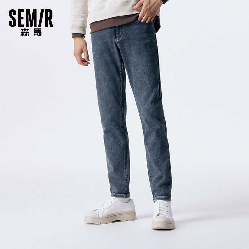 森马修身小脚裤复古水洗牛仔裤男