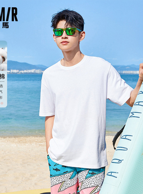 森马短袖t恤男夏季新款白色圆领打底衫男士薄款半袖体恤情侣3件99