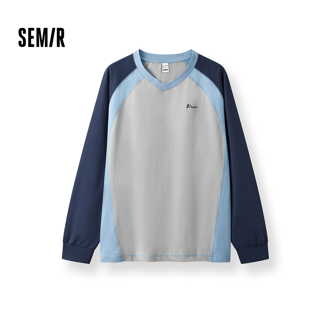 森马撞色拼接速干情侣长袖T恤男