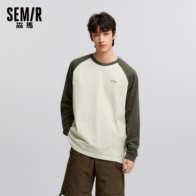 森马长袖T恤男2025春秋季新款打底衫情侣宽松圆领插肩袖针织上衣,男装,T恤,淘宝优惠券,粉丝福利购,淘宝优惠卷
