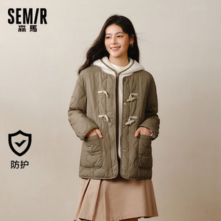 两件套 森马棉服女仿羊羔毛马甲防水轻薄棉衣2025冬新款 商场同款