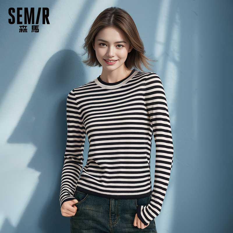 森马针织衫女内搭修身套头毛衫