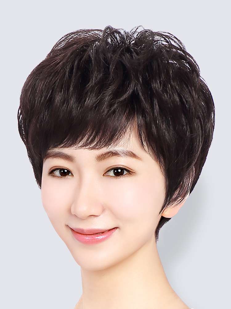 假发短发女真发全真人发全头套女士中老年头套全真自然造型假发套