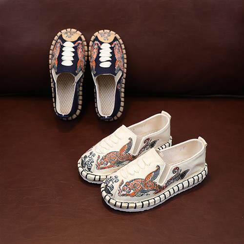 男童鞋手工布鞋千层底绣花鞋中国风男鞋日常穿搭板鞋休闲鞋表演出