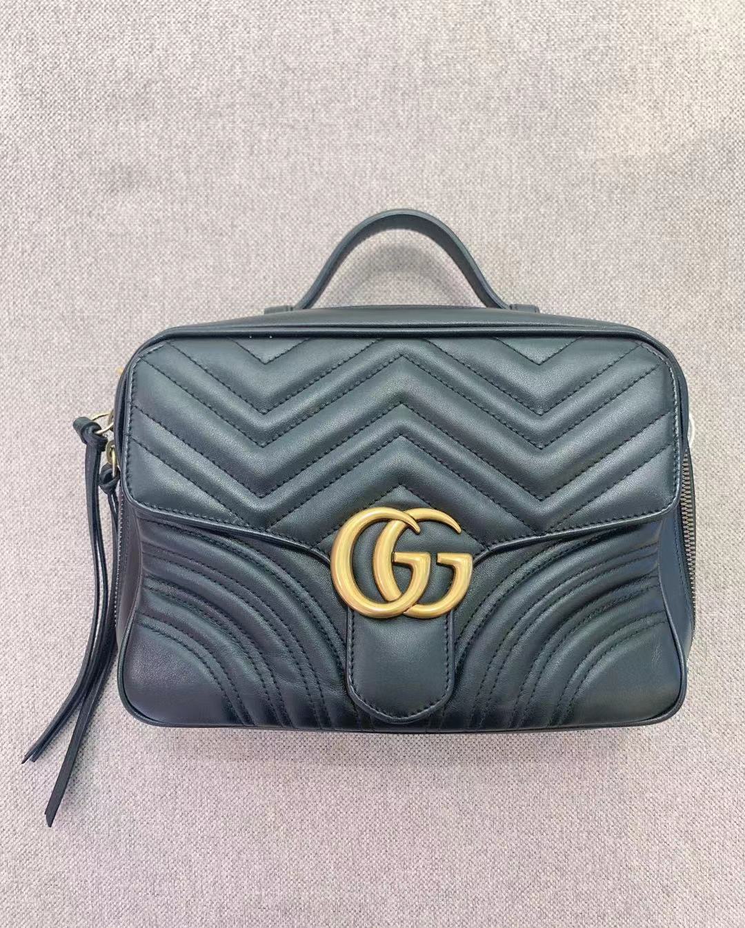 Gucci（古驰）黑色牛皮女款单肩包