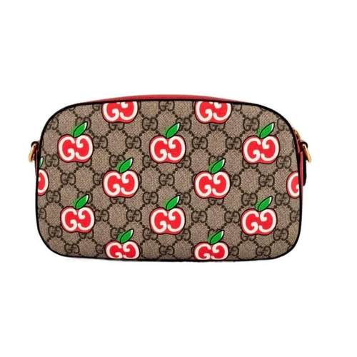 95新Gucci 古驰相机包 苹果枪灰色涂层帆布单肩包