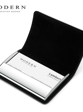 摩登MODERN真皮名片夹男女式商务高档便携式精致名片盒名片包 公