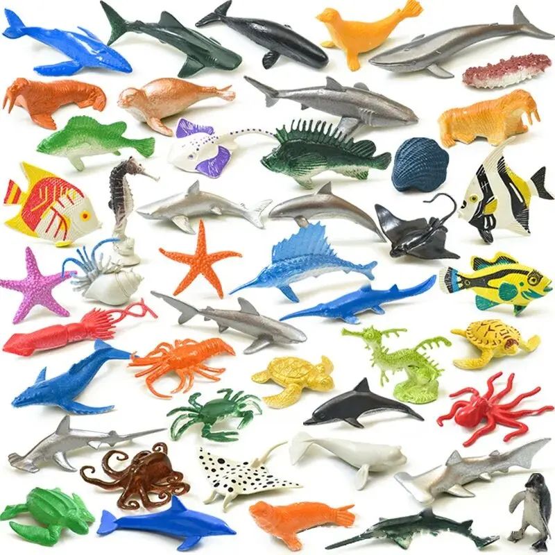 56pcs/set Plastic Simulated Sea Life Toy Model Realistic Mar