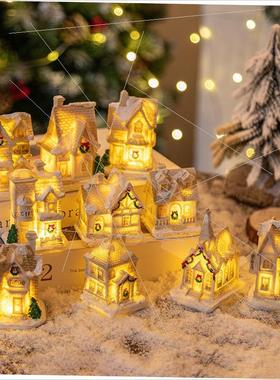 Christmas resin LED light house micro-landscape decoration