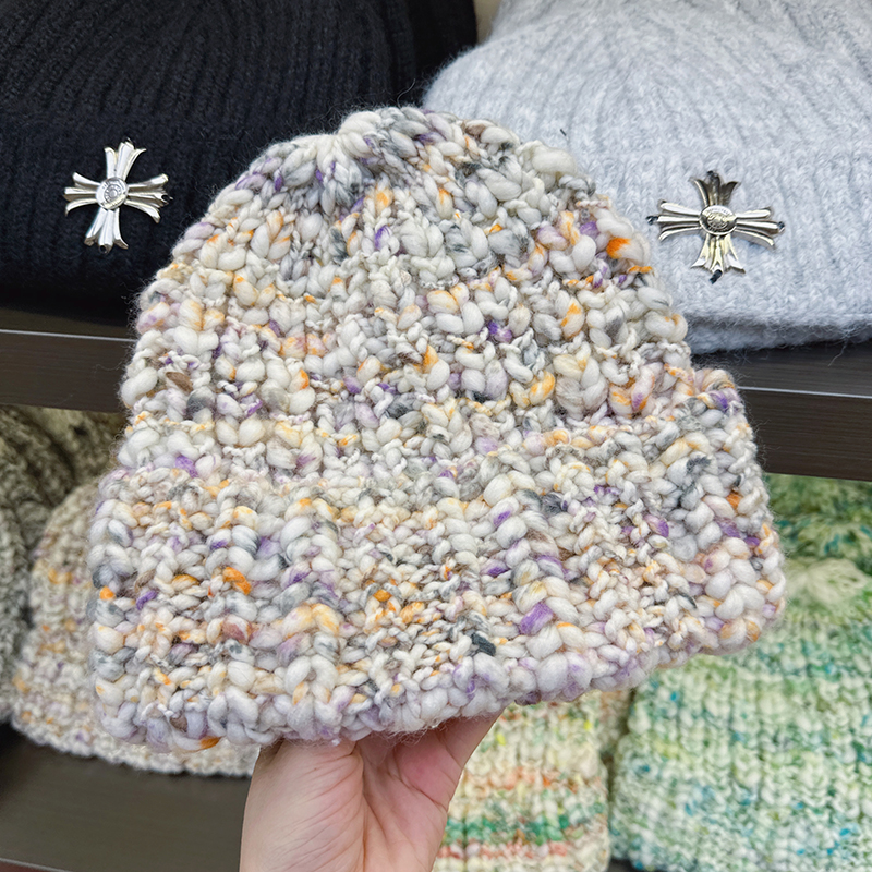 韩国代购东大门冬季新款韩版彩线粗毛线针织帽女包头保暖毛线帽子