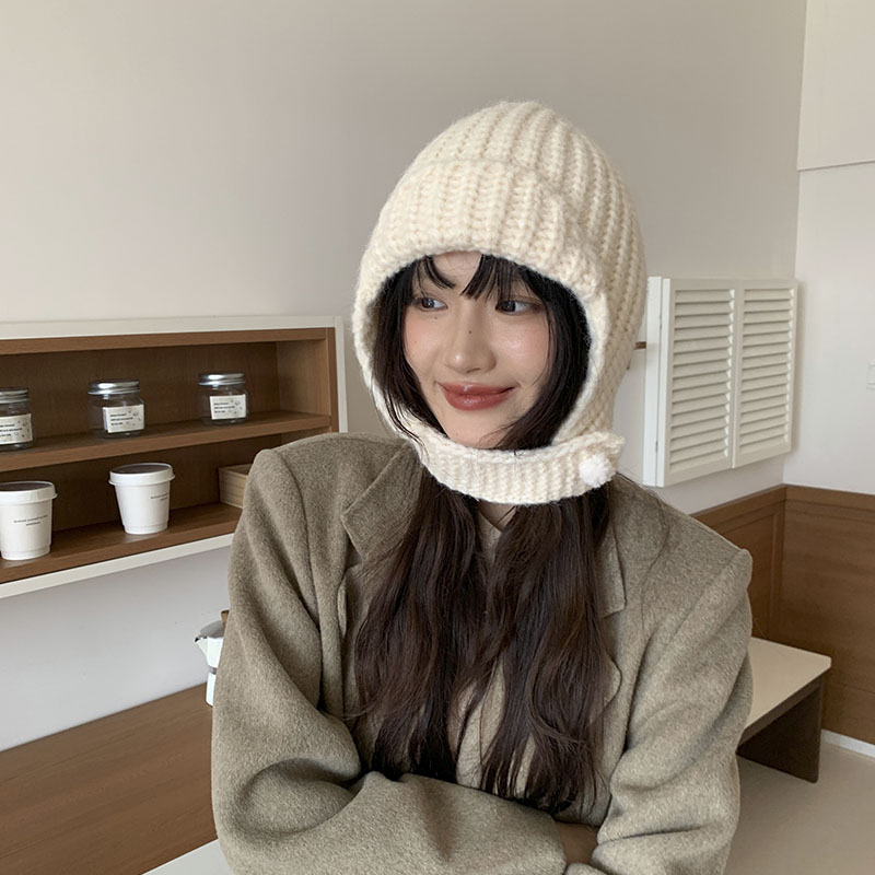 韩国代购秋冬新款韩系钩花包头帽