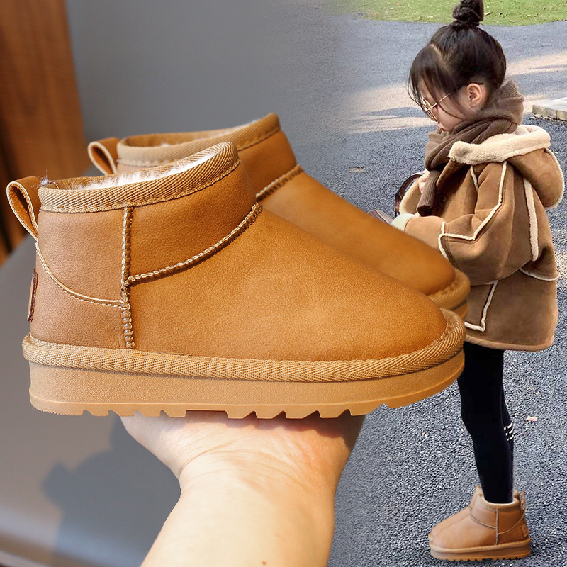 皮面防水女童雪地靴冬季2025新款