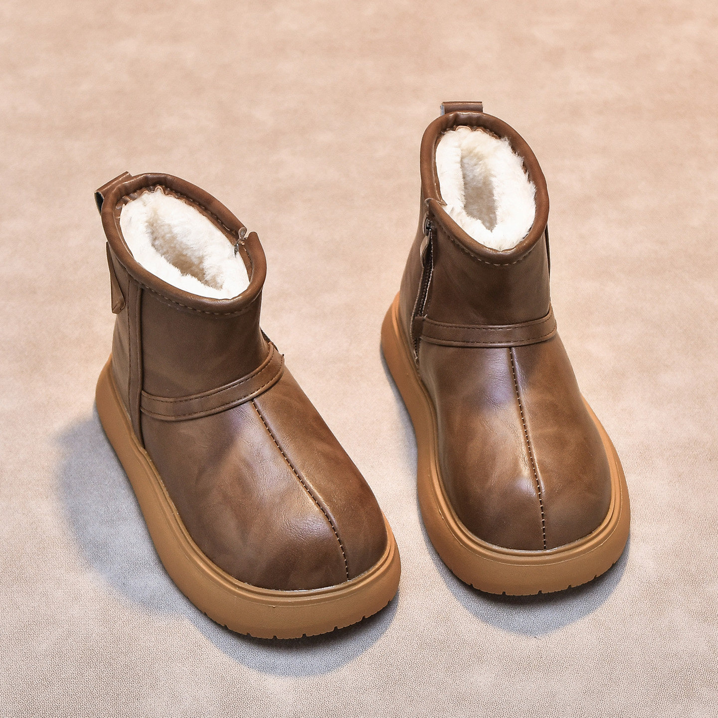 儿童雪地靴加绒加厚棉鞋2025冬季新款男童女童皮面防水保暖鞋短靴,童鞋/婴儿鞋/亲子鞋,雪地靴,淘宝优惠券,粉丝福利购,淘宝优惠卷