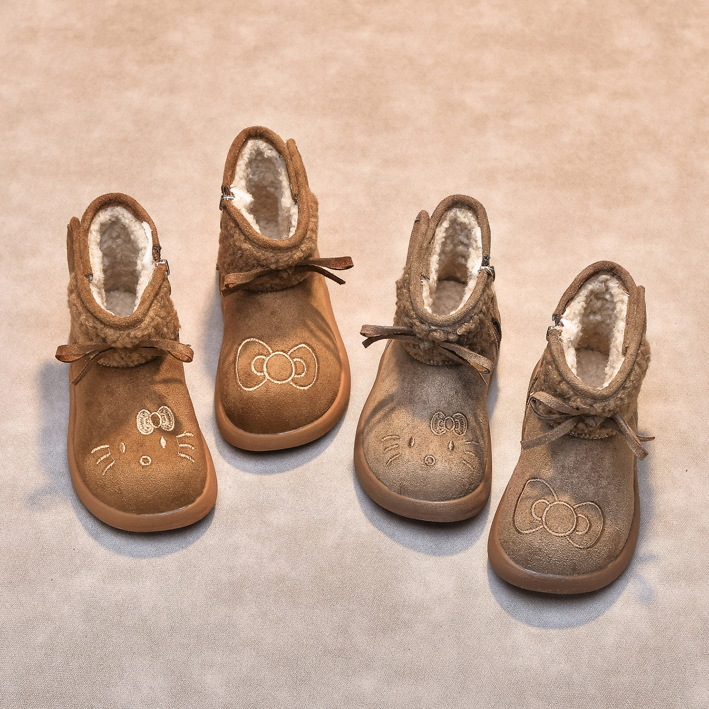 2025冬HelloKitty女童靴棕咖