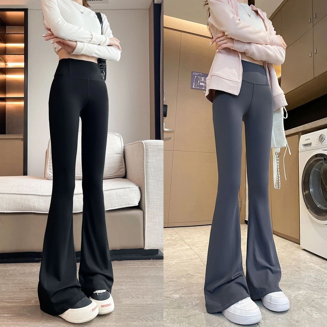 加长微喇鲨鱼裤女外穿春秋2025新款高腰提臀显瘦时尚喇叭瑜伽裤子