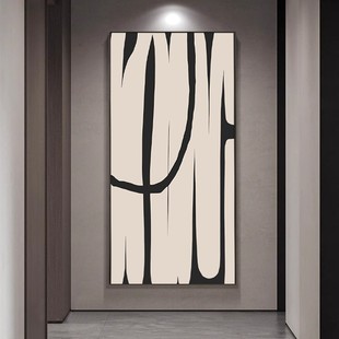 玄关走廊过道高端装饰画晶瓷画客厅壁画轻奢现代简约抽象挂画黑白