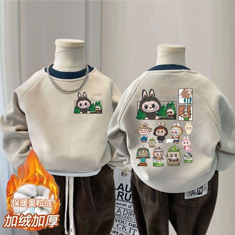 男童拉布布衣服秋冬季加绒卫衣新款儿童韩版宝宝洋气韩版童装上衣